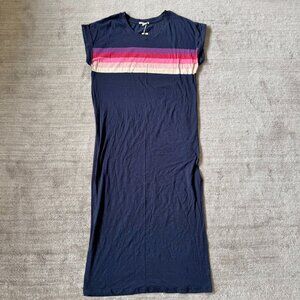 Anthropologie Sundry Navy Maxi Dress with Pink and Cream Stripes